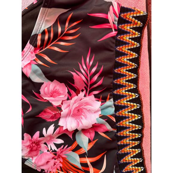 NWT, Women, High Waist Bikini Set, Black and Floral, Sz M - Picture 11 of 11